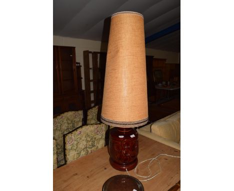 STUDIO POTTERY LAMP BASE AND SHADE, TOTAL HEIGHT APPROX 118CM