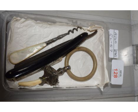 CUT-THROAT RAZOR, BUTTON HOOK ETC