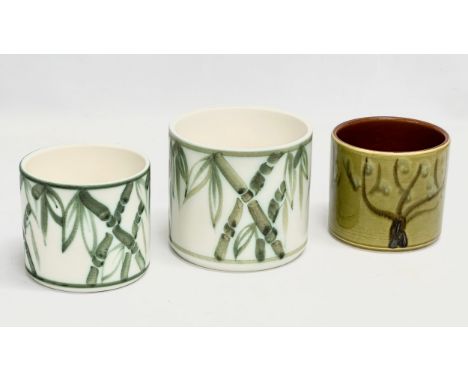3 Mid Century Poole Pottery planters. 14x12cm 