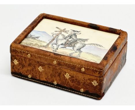 Thomas Rowlandson (1757-1827) An Early 19th Century ‘Dr Syntax Losing His Way’ coloured etching, leather bound cigarette case