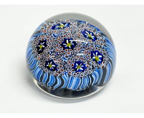 Murano glass factory aquarium paperweight vintage blue opaline venetian glass sphere