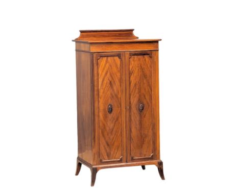 A Late 19th Century inlaid mahogany 2 door side cabinet with splayed bracket feet. 58.5x45.5x116cm 