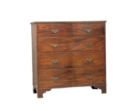 A Mid 19th Century Georgian style mahogany chest of drawers on bracket feet. 112x50.5x115cm 