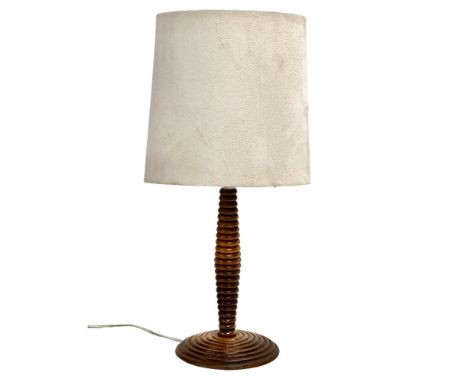 An Early 20th Century turned mahogany table lamp. 50cm 