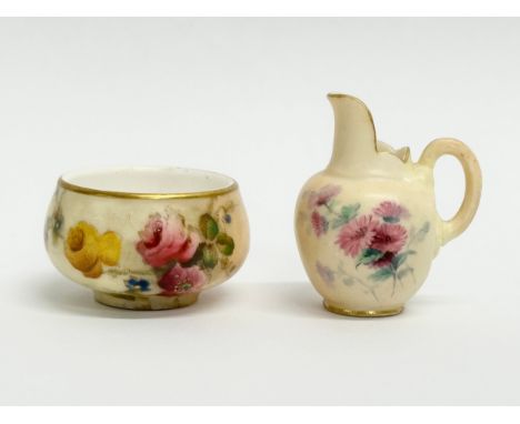 A rare Early 20th Century miniature Royal Worcester ‘Blush Ivory’ jug and basin. Circa 1900-1910. 
