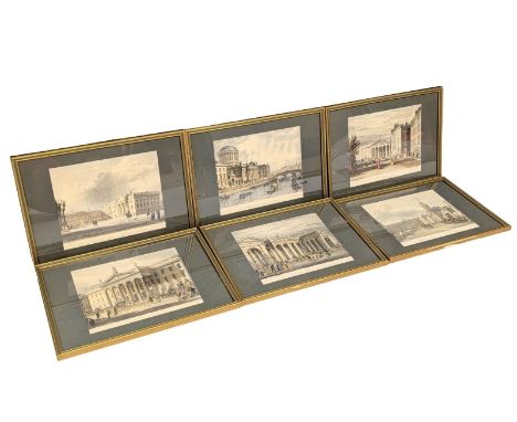 A set of 6 Late 19th Century / Early 20th Century engravings of Dublin scenes by Benjamin Winkles and Edward Goodall. Drawn b