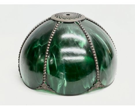 A Mid 20th Century glass and copper light shade. 30x30x21cm 
