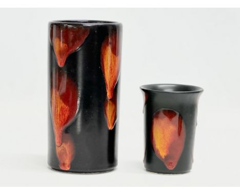 2 Poole Pottery ‘Galaxy’ vases. 8.5x16.5cm. 7x9.5cm. 