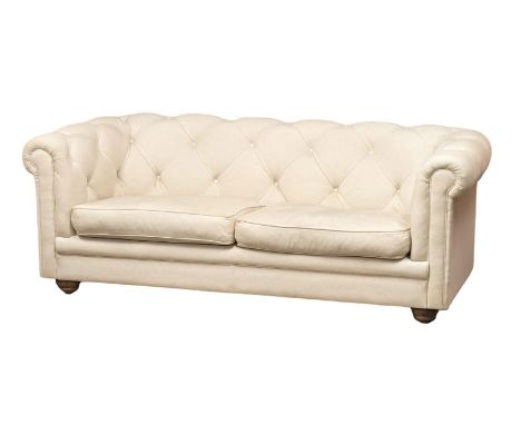 A large Victorian style deep button back Chesterfield sofa. 203cm 