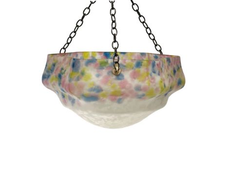 A large 1930’s Art Deco glass light shade. 37x20cm. 