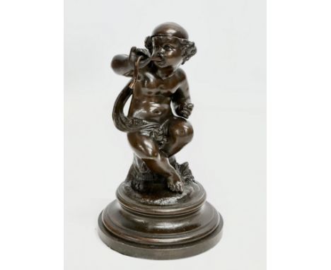 A good quality 19th Century French bronze cherub censer figurine. 11x18cm. 