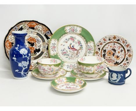 Mintons ‘Cockatrice’ part tea service. Together with other pottery. Including a Victorian Wedgwood Jasper Ware cream jug. A l