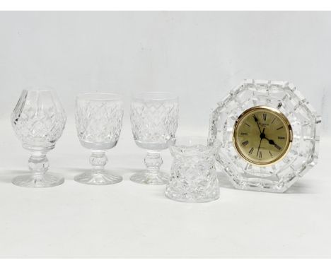A collection of Waterford Crystal. Clock measures 13x13cm. 