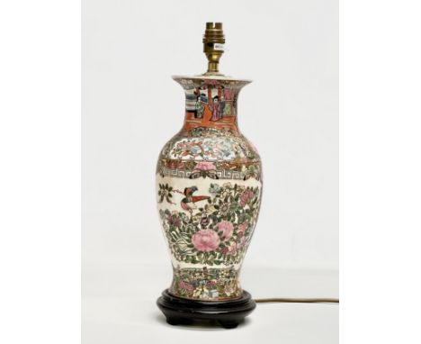 A Chinese Canton style Rose Medallion table lamp. 43cm 