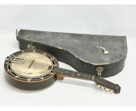 A good quality vintage inlaid rosewood mandolin with case. 