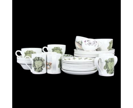 Portmeirion Complete Angler part tea and dinner service, including eleven dinner plates, five bowls, seven mugs etc together 