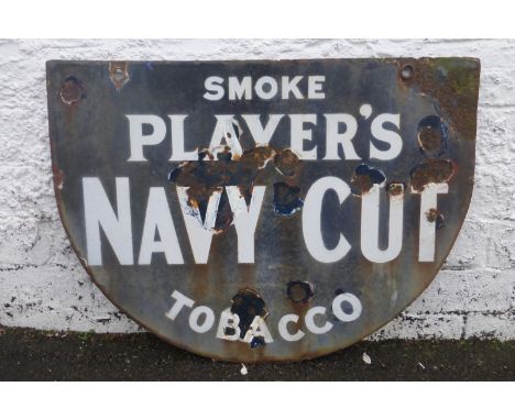 A Player's Navy Cut Tobacco shaped double sided enamel sign, 24 x 18".