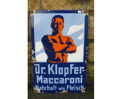 A decorative German enamel sign, 12 1/2 x 19 3/4".