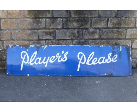 A Player's Please rectangular enamel sign, 72 x 18".