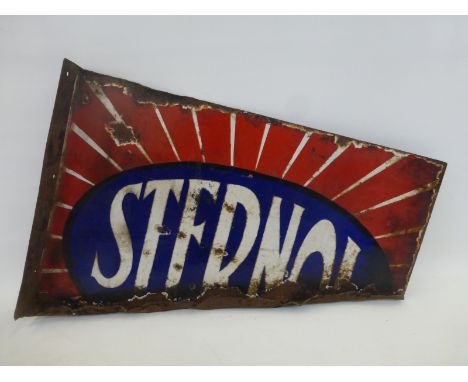 A Sternol partial double sided enamel sign with hanging flange, 21 x 14 1/2".
