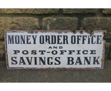 A Money Order Office and Post Office Savings Bank rectangular enamel sign, 25 x 10".