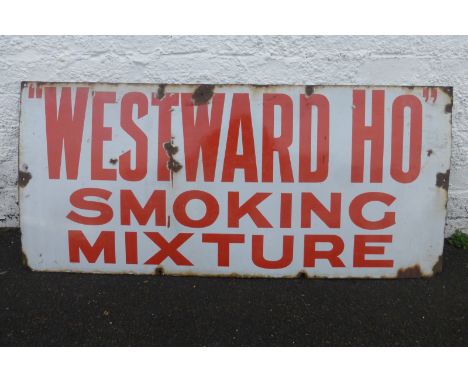 A "Westward Ho" Smoking Mixture rectangular enamel sign, 40 x 18".