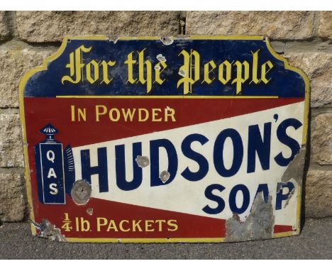 A Hudson's Soap "for the people" enamel sign, 27 x 19 3/4".