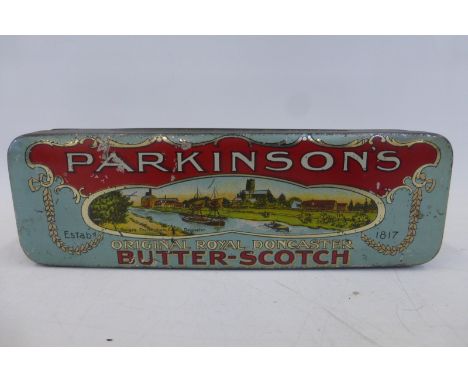 A Parkinson's Original Royal Doncaster Butter-Scotch rectangular tin.