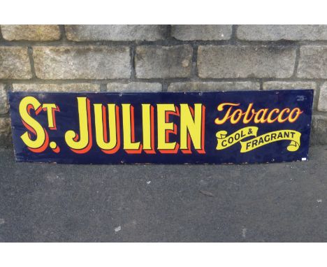A St. Julien Tobacco "Cool & Fragrant" rectangular enamel sign, 48 x 12".