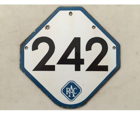 An RAC roadside box enamel sign - No. 242, 7 1/2 x 7 1/2".