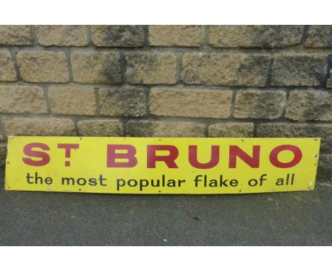 A St. Bruno "the most popular flake of all" rectangular enamel sign, 60 x 10 1/2".