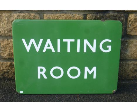 A Southern Region green and white enamel sign, "Waiting Room", 24 x 18".