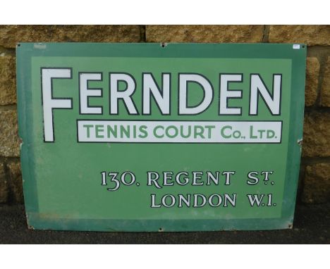 A Fernden Tennis Court Co. Ltd rectangular enamel sign, 29 x 20".