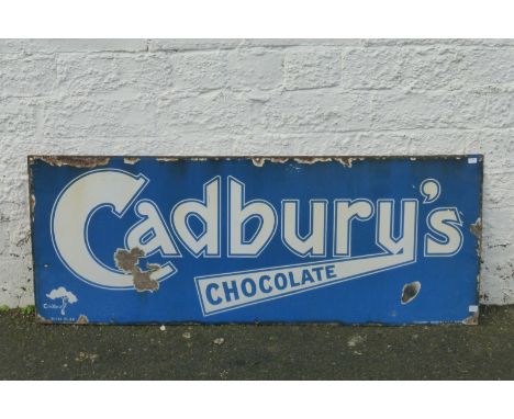 A Cadbury's Chocolate rectangular enamel sign, 36 x 14".