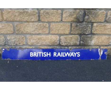 A narrow "British Railways" enamel sign, 50 1/2 x 5 3/4".