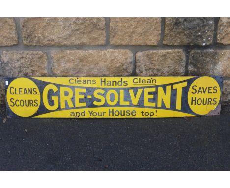A "Gre-Solvent" rectangular enamel sign, 40 x 7 3/4".