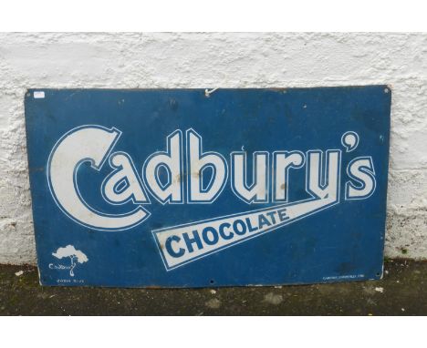 A Cadbury's Chocolate rectangular enamel sign with some amateur retouching, 24 x 14".