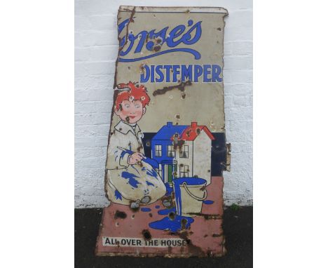 A partial Morse's Distemper pictorial enamel sign, 33 x 60".