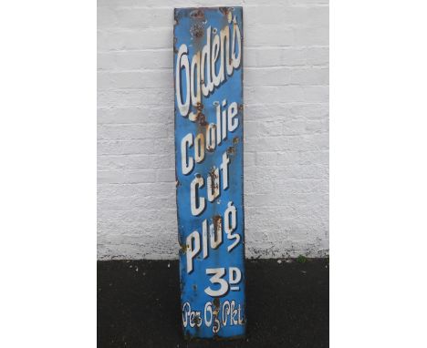 An Ogden's Coolie Cut Plug narrow enamel sign, 12 x 60".