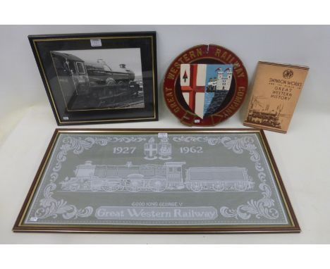 A framed and glazed commemorative lace work celebrating the Great Western Railway 1927-1962 depicting 6000 King George V stea
