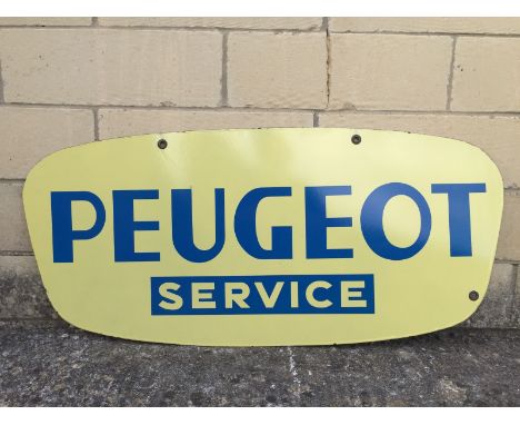 A Peugeot Service double sided enamel sign, in good condition, 39 1/4 x 17 3/4".