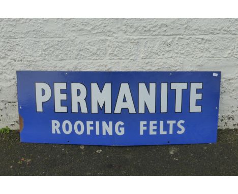 A Permanite Roofing Felts rectangular enamel sign with good gloss, 30 x 11".