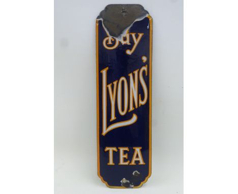 A Lyon's Tea convex enamel finger plate with good gloss, 3 x 10".