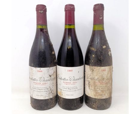 Three bottles of Ruchottes-Chambertin, 1988Ruchottes-Chambertin is one of Gevrey-Chambertin's lesser known grand cru sites, j