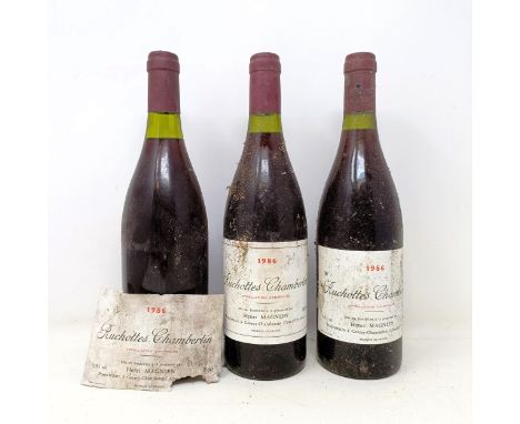 Three bottles of Ruchottes-Chambertin, 1986Ruchottes-Chambertin is one of Gevrey-Chambertin's lesser known grand cru sites, j