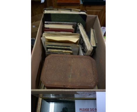 ALBUMS & MISCELLANEOUS: a carton of misc. albums, photographs, postcards, books and other printed/manuscript material, 19th-2