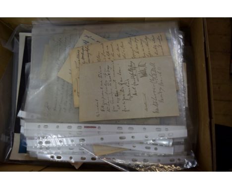 MANUSCRIPT MATERIAL: a box of 19th & 20th century manuscript/autographic material, to including letters, photographs, program