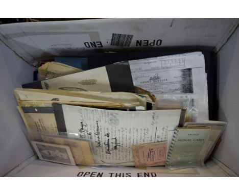 EPHEMERA: a large carton of assorted ephemera, manuscript material, programmes, photographs and miscellanea, largely cross-pe