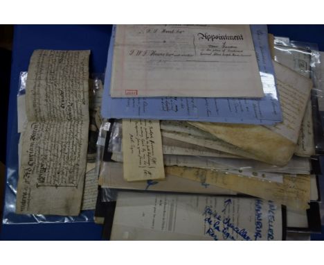 DOCUMENTS & EPHEMERA: a quantity of misc. deeds, documents, receipts and miscellaneous manuscript material, 17th-19th century