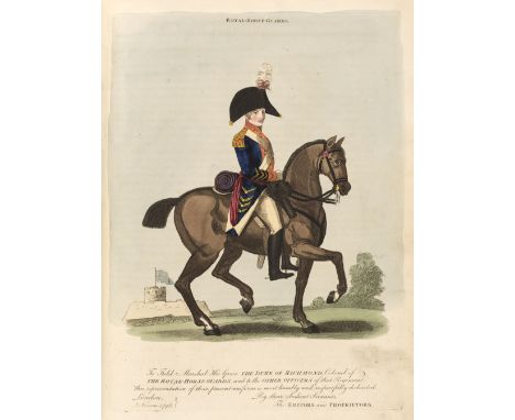 The British Military Library, 2 volumes in 1, new edition, London: Richard Phillips, 1804, 28 hand-coloured plates (of 29), 3